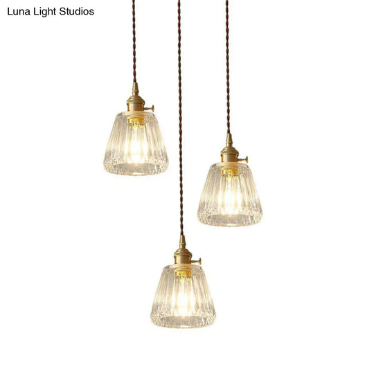 Vintage Clear Glass Hanging Lamp: Tapered Single-Bulb Pendant For Restaurants