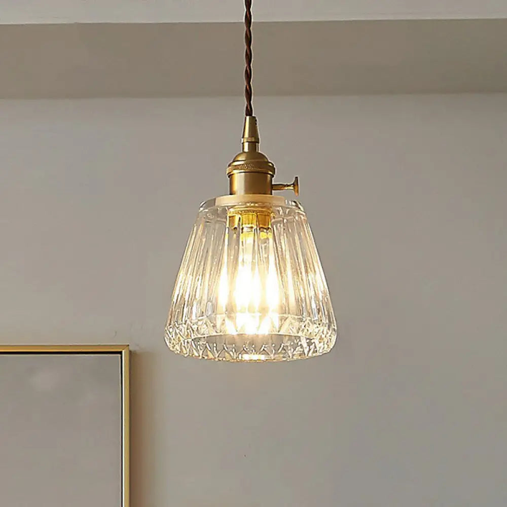 Vintage Clear Glass Hanging Lamp: Modern Tapered Design Ideal For Restaurants - Single-Bulb Pendant