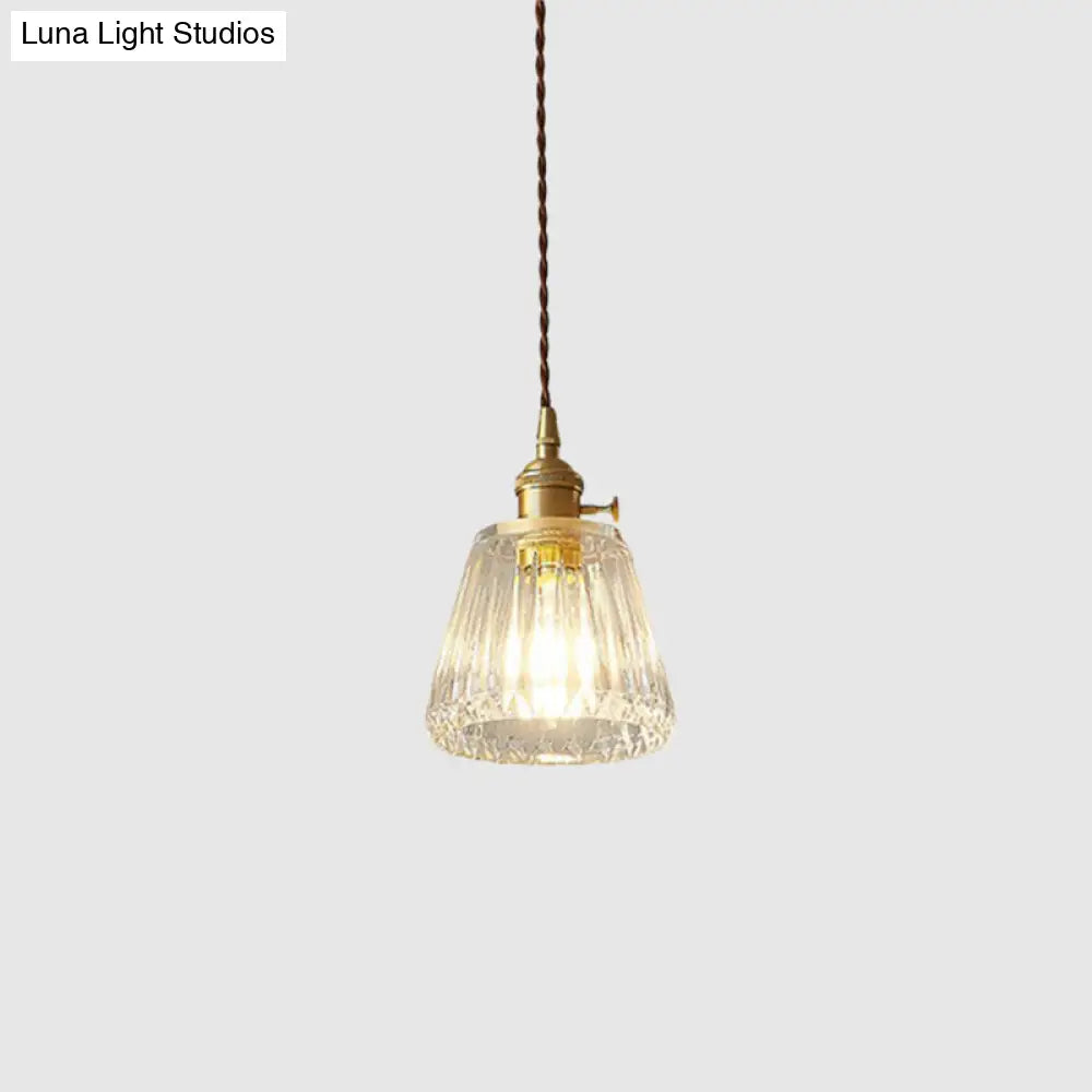 Vintage Clear Glass Hanging Lamp: Modern Tapered Design Ideal For Restaurants - Single-Bulb Pendant