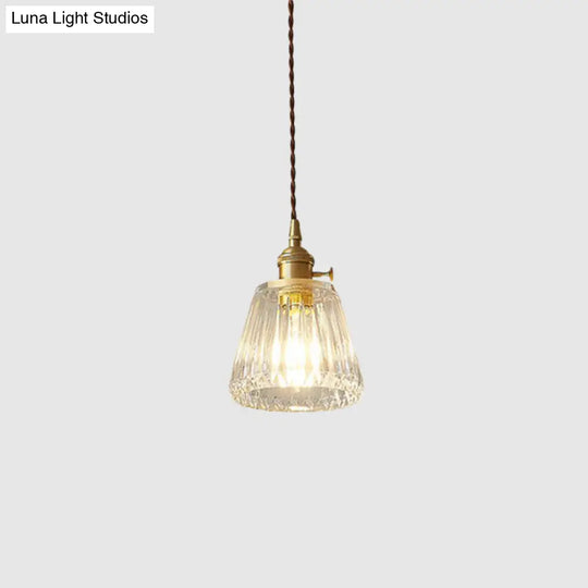 Vintage Clear Glass Hanging Lamp: Modern Tapered Design Ideal For Restaurants - Single-Bulb Pendant