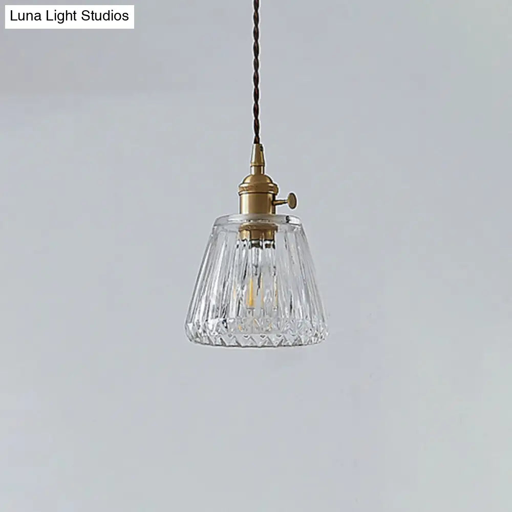 Vintage Clear Glass Hanging Lamp: Modern Tapered Design Ideal For Restaurants - Single-Bulb Pendant