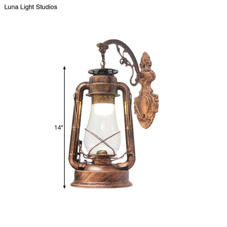 Vintage Clear Glass Lantern Wall Sconce For Outdoor Lighting With Single Bulb In Black/Bronze/Copper