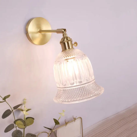 Vintage Clear Glass Wall Mounted Lamp - Single-Bulb Light Fixture For Bedroom / E