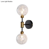 Vintage Clear Glass Wall Sconce Lighting With 1/2 Lights Orb Black/Gold Fixture