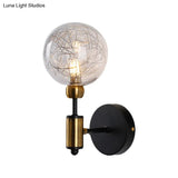 Vintage Clear Glass Wall Sconce Lighting With 1/2 Lights Orb Black/Gold Fixture
