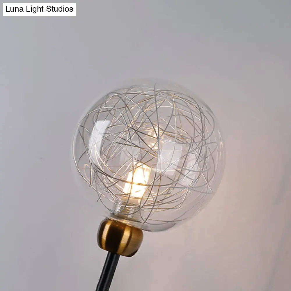 Vintage Clear Glass Wall Sconce Lighting With 1/2 Lights Orb Black/Gold Fixture