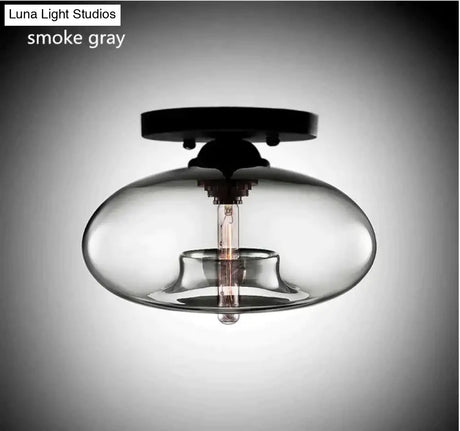 Vintage Colorful Hand Blown Glass Ceiling Lighting Retro Round Design Balcony Corridor Lamp Smoke