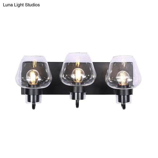 Vintage Cone Glass Wall Mount Light With 3 Bulbs - Black Dining Room Lighting