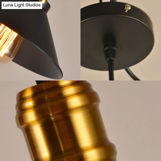 Vintage Cone Metal Ceiling Pendant Light - 1/2/3-Pack Black Stylish Design 10’/12’/14’ Width