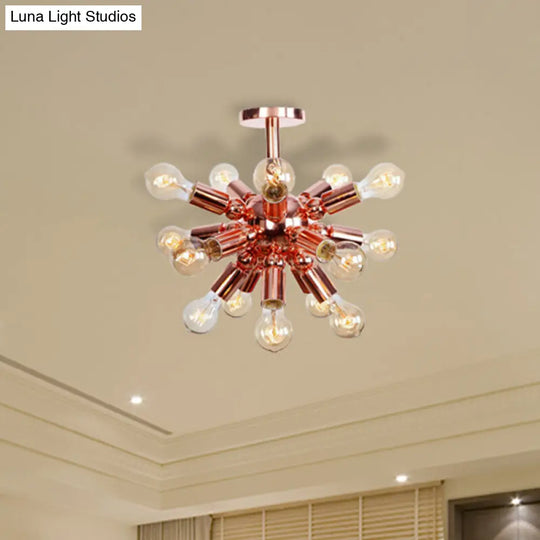 Vintage Copper Finish 6/9 Lights Starburst Semi Flush Ceiling Light For Bedroom 21 /
