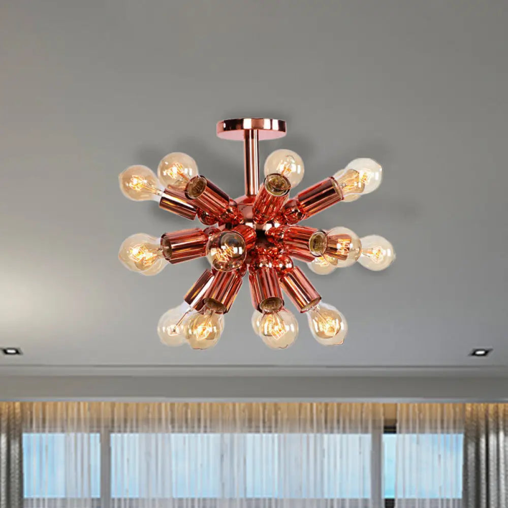Vintage Copper Finish 6/9 Lights Starburst Semi Flush Ceiling Light For Bedroom 15 /