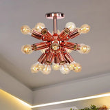 Vintage Copper Finish 6/9 Lights Starburst Semi Flush Ceiling Light For Bedroom 18 /