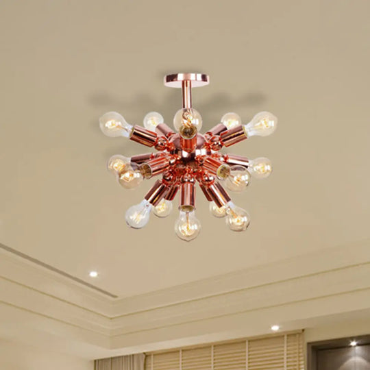 Vintage Copper Finish 6/9 Lights Starburst Semi Flush Ceiling Light For Bedroom 21 /
