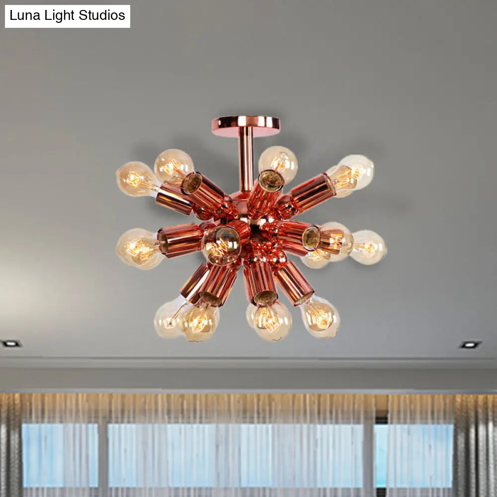 Vintage Copper Finish 6/9 Lights Starburst Semi Flush Ceiling Light For Bedroom 15 /