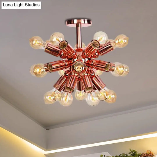 Vintage Copper Finish 6/9 Lights Starburst Semi Flush Ceiling Light For Bedroom 18 /