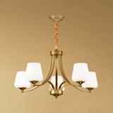Vintage Cream Glass Chandelier Pendant Light - Elegant Hanging For Living Room 5 / Gold