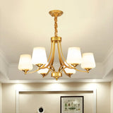 Vintage Cream Glass Chandelier Pendant Light - Elegant Hanging For Living Room 6 / Gold