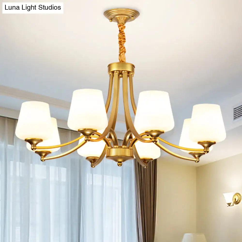 Vintage Cream Glass Chandelier Pendant Light - Elegant Hanging For Living Room