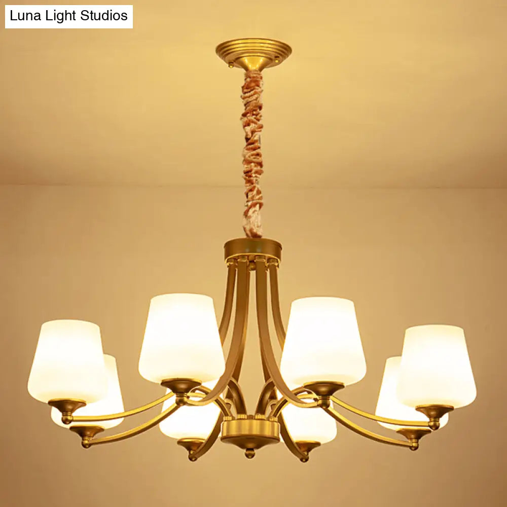 Vintage Cream Glass Chandelier Pendant Light - Elegant Hanging For Living Room