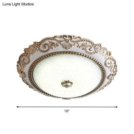 Vintage Cream Glass Dome Flush Mount Lamp - White Led Lighting Fixture 16’/18’/21.5’ Wide