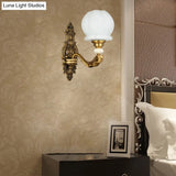 Vintage Cream Glass Wall Sconce: Stylish And Elegant 1/2-Bulb Brass Lamp For Living Room