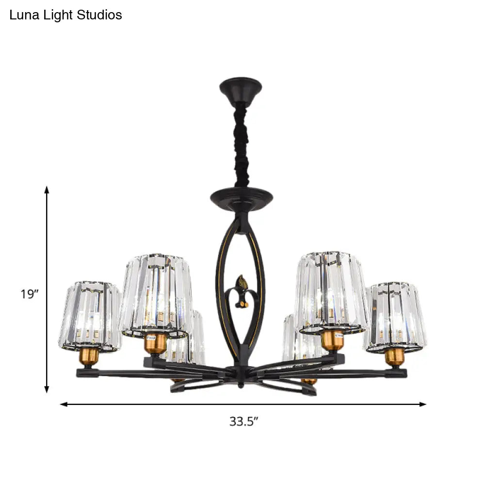 Vintage Crystal Block Ceiling Light - Tapered Design With 3/6 Hanging Lights For Dining Room In