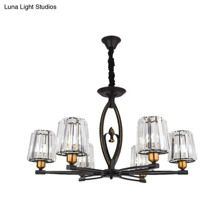 Vintage Crystal Block Ceiling Light - Tapered Design With 3/6 Hanging Lights For Dining Room In