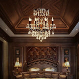 Vintage Crystal Draped Candle Chandelier Pendant Light In Rust 8 /