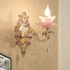 Vintage Crystal Glass Wall Sconce With Gold Finish - Elegant Lighting For Bedroom 1 /