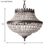 Vintage Crystal Pendant Lamp With Antique Bronze Finish - Ideal For Bedroom Lighting