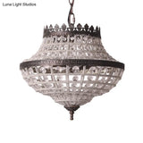 Vintage Crystal Pendant Lamp With Antique Bronze Finish - Ideal For Bedroom Lighting