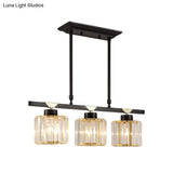 Vintage Crystal Pendant Light With 3/4 Heads For Dining Room - Black