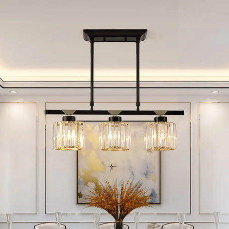 Vintage Crystal Pendant Light With 3/4 Heads For Dining Room - Black 3 /