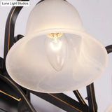 Vintage Curvy Arm Black Sconce Light Fixture For Bathroom Vanity - 2/3 Lights Milky Glass