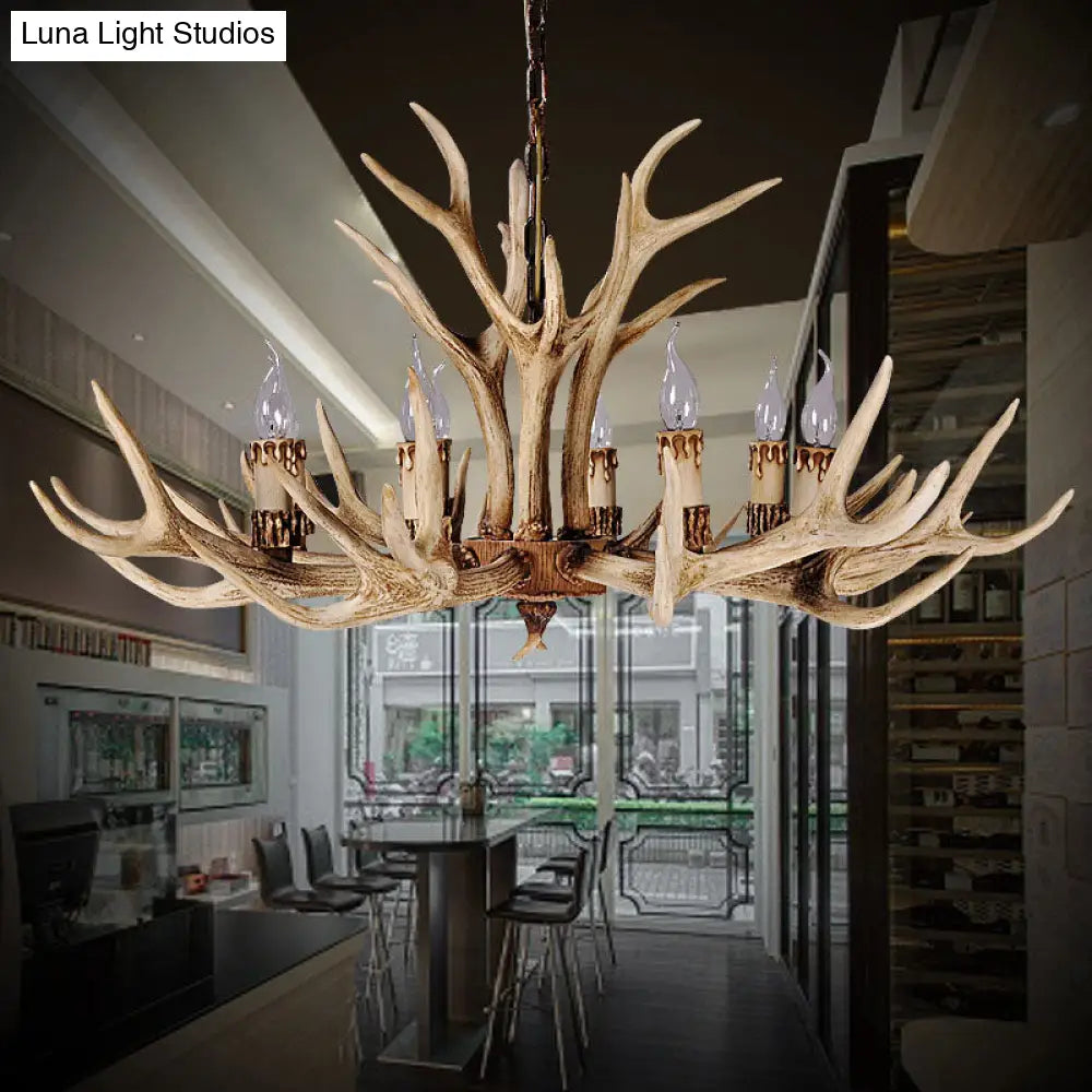 Vintage Deer Horn Resin Chandelier Pendant Light - Stylish Dining Room Hanging Lighting