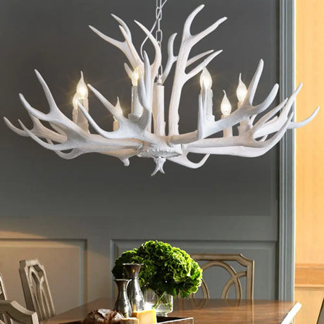 Vintage Deer Horn Resin Chandelier Pendant Light - Stylish Dining Room Hanging Lighting