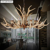 Vintage Deer Horn Resin Chandelier Pendant Light - Stylish Dining Room Hanging Lighting
