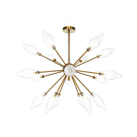 Vintage Diamond Hanging Fixture Chandelier - Amber/Clear Glass 9/12/15 Heads Adjustable Rod For