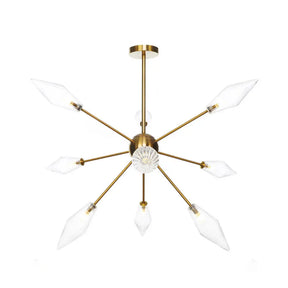 Vintage Diamond Hanging Fixture Chandelier - Amber/Clear Glass 9/12/15 Heads Adjustable Rod For