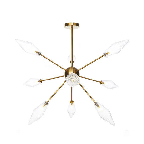 Vintage Diamond Hanging Fixture Chandelier - Amber/Clear Glass 9/12/15 Heads Adjustable Rod For