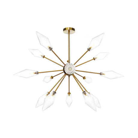 Vintage Diamond Hanging Fixture Chandelier - Amber/Clear Glass 9/12/15 Heads Adjustable Rod For