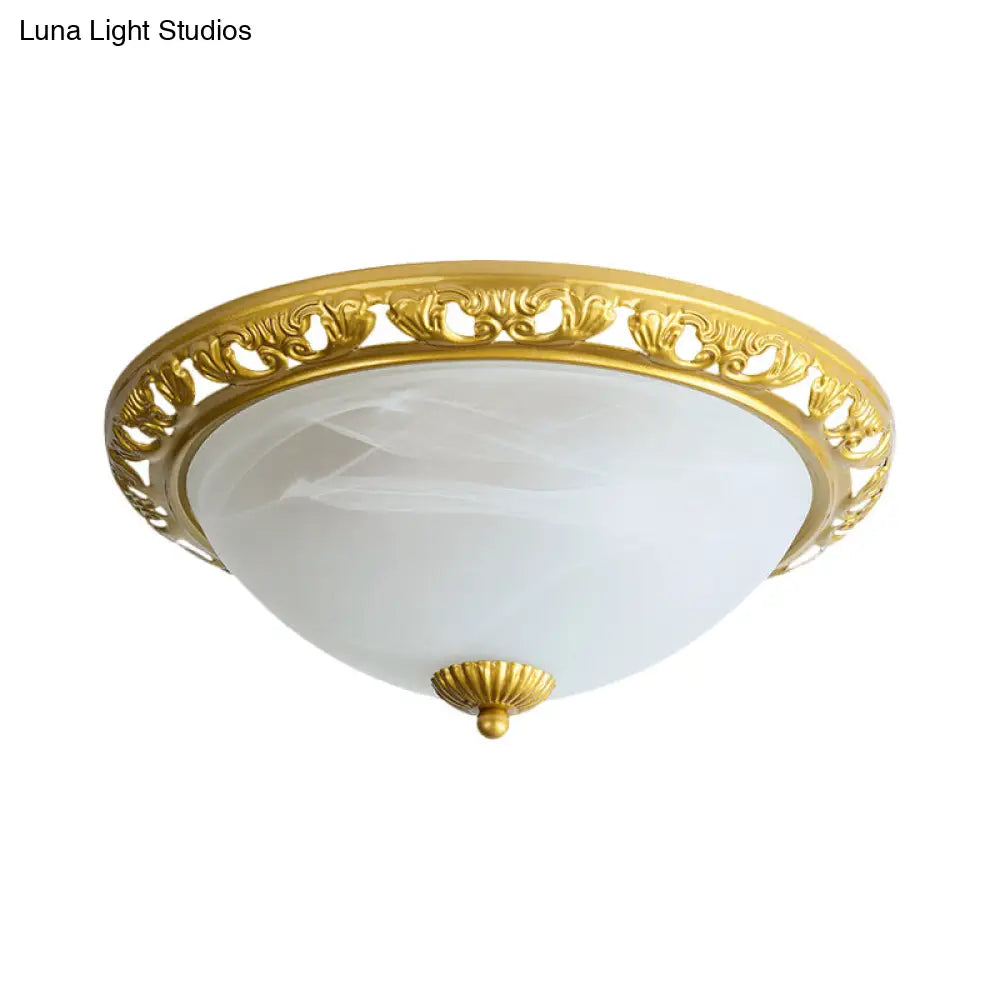 Vintage Dome Glass Flush Mount Ceiling Light Fixture - 2 Bulbs Brass/Bronze/Copper Finish