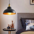 Vintage Domed Pendant Light - Metal Hanging In Black For Dining Room