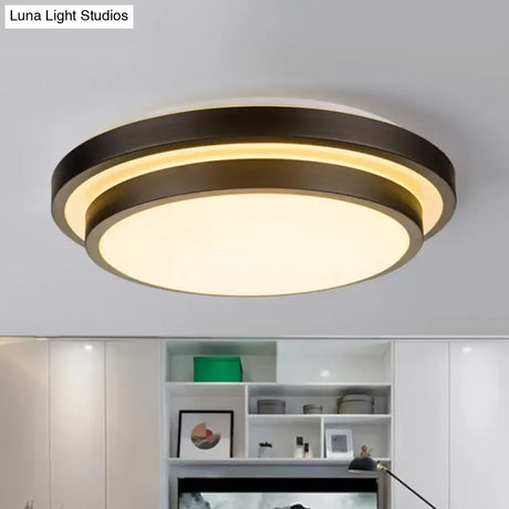 Vintage Dual - Layered Iron Led Ceiling Light In Black For Living Room - 11’/16’/19.5’ W