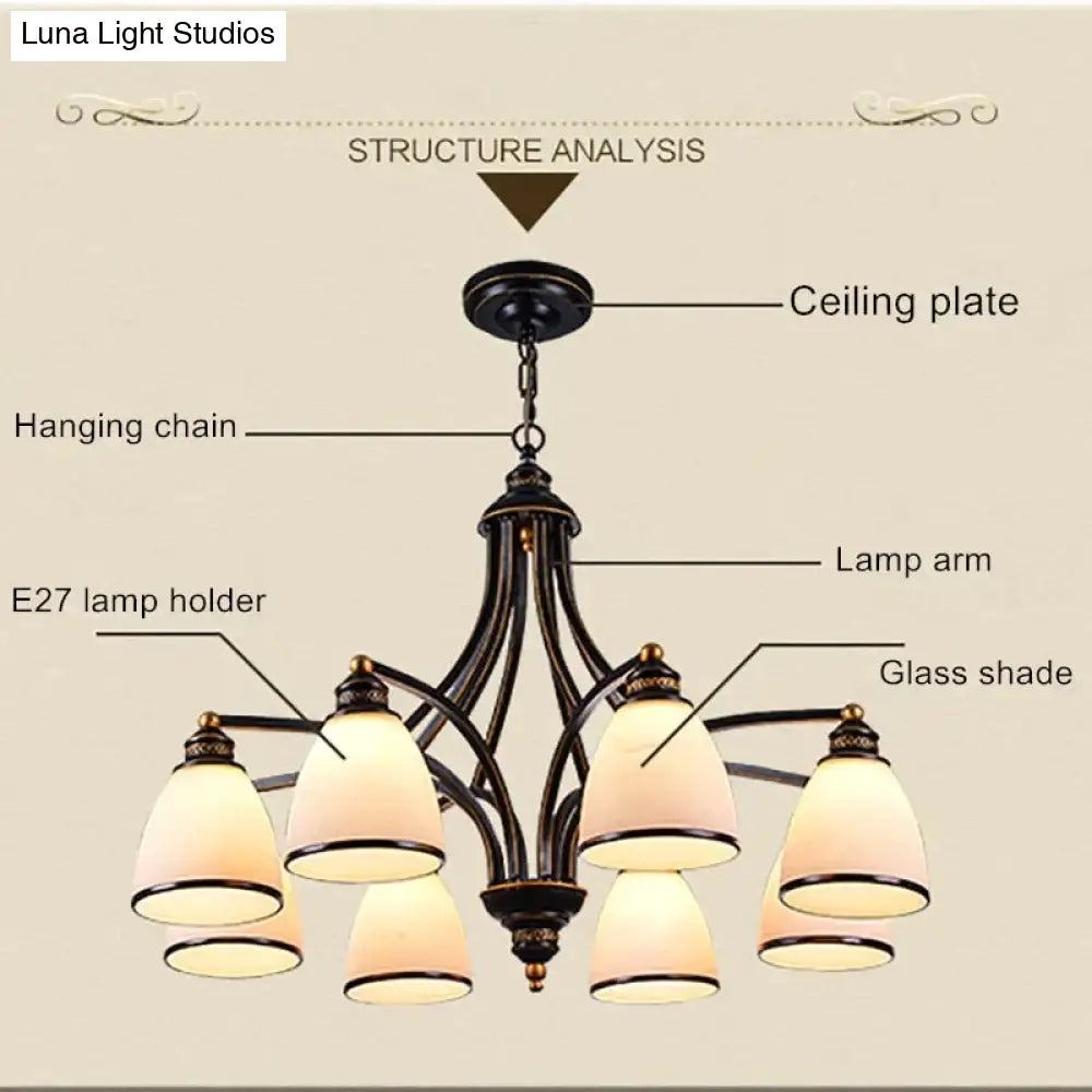 Vintage European Style Oil Rubbed Bronze 3/5/6/8 Light Glass Chandelier Shades