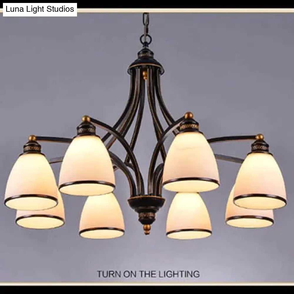 Vintage European Style Oil Rubbed Bronze 3/5/6/8 Light Glass Chandelier Shades 8 Down