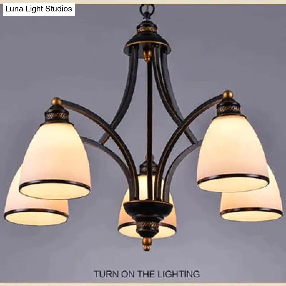 Vintage European Style Oil Rubbed Bronze 3/5/6/8 Light Glass Chandelier Shades 5 Down