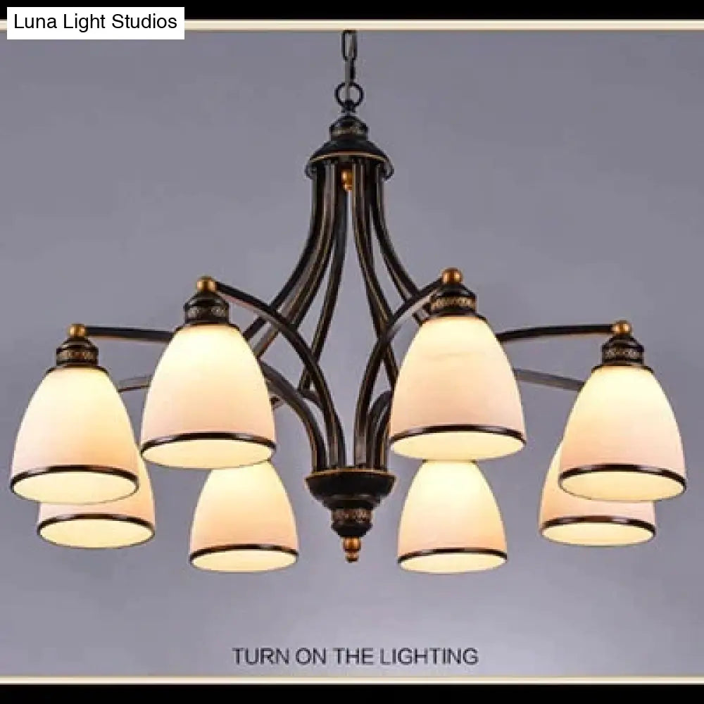 Vintage European Style Oil Rubbed Bronze 3/5/6/8 Light Glass Chandelier Shades