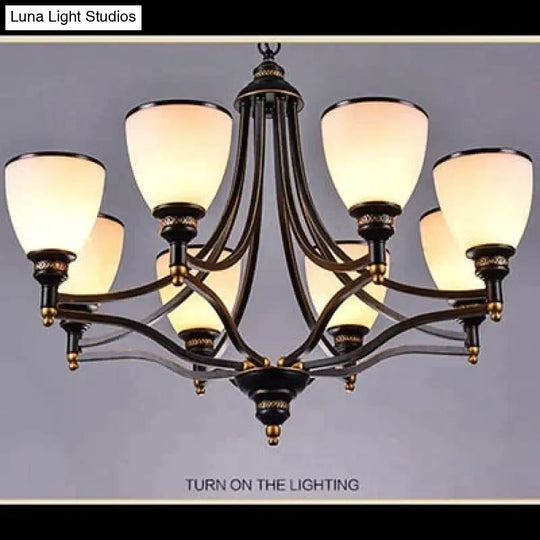Vintage European Style Oil Rubbed Bronze 3/5/6/8 Light Glass Chandelier Shades