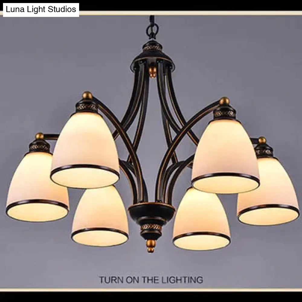 Vintage European Style Oil Rubbed Bronze 3/5/6/8 Light Glass Chandelier Shades 6 Down
